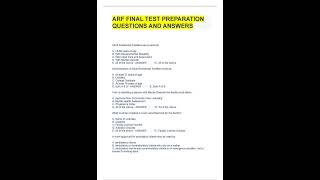 ARF FINAL TEST PREPARATION QUESTIONS AND ANSWERS