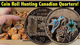 Coin Roll Hunting TWO THOUSAND Canadian Quarters! Colour and Beautiful Commemoratives!