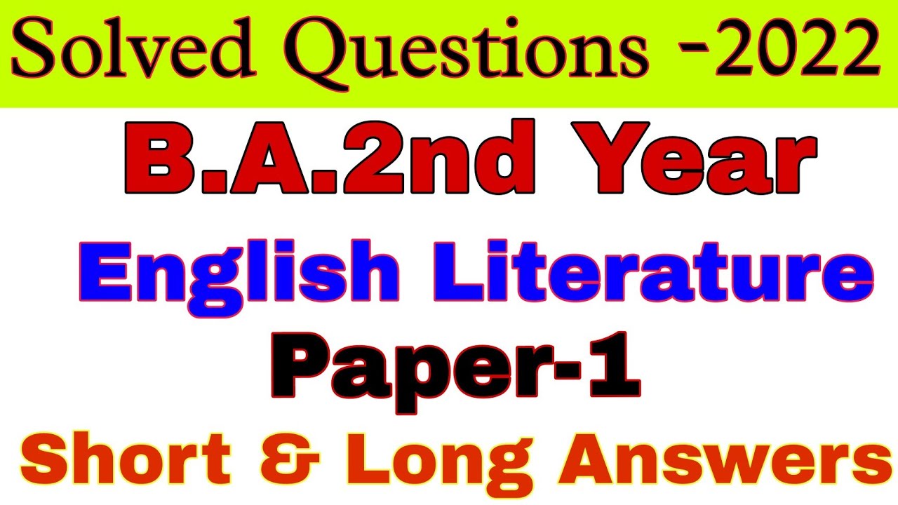 B.A.2nd Year | English Literature | Paper-1 | Solved Questions-Answers ...