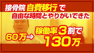 接骨院完全自費移行で60万 ⇒ 稼働率３割・130万へ