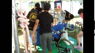 自転車発電かき氷機（業務用人力発電アイススライサー）ペンギンタイプサイクルチェアとＦＵＭＥ