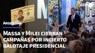 Massa y Milei cierran campaña para incierto balotaje presidencial en Argentina | AFP
