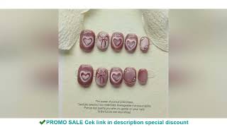 10Pcs Pink Handmade Press on Nails Glitter Cat Eye with Heart Design Short Full Cover Acrylic Fake N