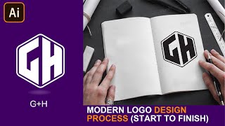 The Modern GH Letter Logo Design In Adobe Illustrator | Polygon Logo Design || With Inaa Graphics ||