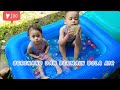 Yumna and adzril playing water balloons have fun 🌈