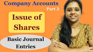 Basic Journal Entries for Issue of Shares