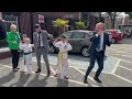 Stephen Donnelly shows off his Taekwando black-belt skills in Dublin