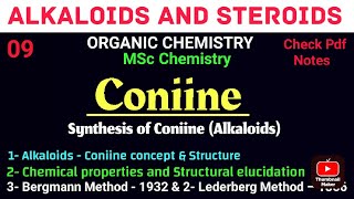 Coniine ~ Structural elucidation & Synthesis #mscchemistrynotes #alkaloids  @itschemistrytime