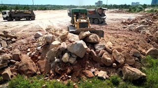 Amazing Skills! Incredible Mission Bulldozer Pushing Force Stones Land Filling Process