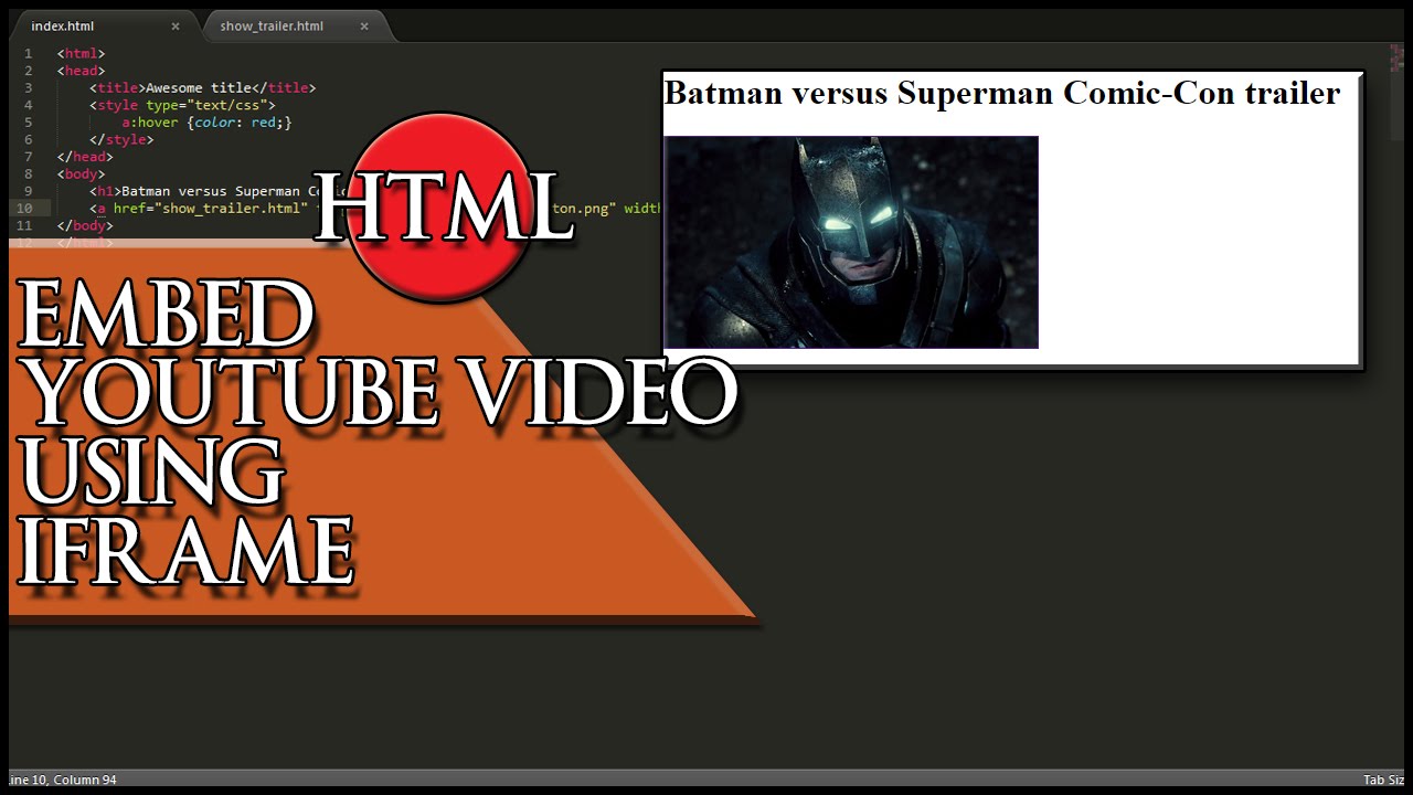 HTML Embed Youtube Video Using Iframe - YouTube