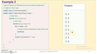 JAVA - MODULE 2 - TOPIC 13 - CONTINUE STATEMENT