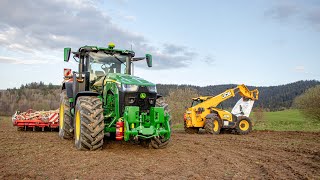 John Deere 8R with Pöttinger Terrasem C6