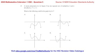 2020 Maths Extension 1 HSC Q5 How to use multiplicity \u0026 divisibility to find graph of polynomial