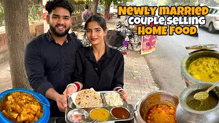 Newly Married Couple Selling RAJMA CHAWAL, SARSON KA SAAG | Veg thali | Indian Street Food