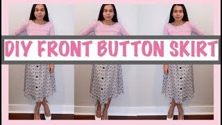 DIY How to make front button skirt, Sewing Projects for beginners