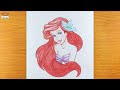 Drawing Princess Ariel - The Little Mermaid  - Step By Step | Disney Princess Drawing