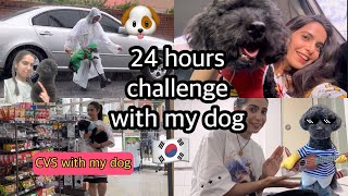 🇰🇷24 HOURS CHALLENGE WITH MY DOG ♥️🐶 he ate at CVS *for the first time*