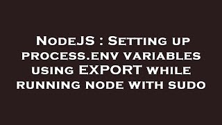 NodeJS : Setting up process.env variables using EXPORT while running node with sudo