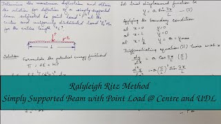 Rayleigh Ritz Method - Simply supported beam with Point Load @ centre and Uniformly Distributed Load