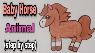 How To Draw Baby Horse 🐎 || Animal Drawing || #babyhorse