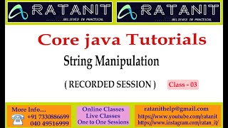Core java Tutorials || String Manipulations || by Mr.Ratan || class-03