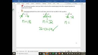 Pre Algebra 11/11/24 PO16...Solving One-Step Equations with Addition and Subtraction