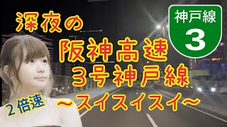 【２倍速】深夜の阪神高速3号神戸線はスイスイスイ