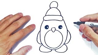 Cómo dibujar un Pinguino Kawaii Paso a Paso y fácil | Dibujos Kawaii