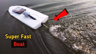 Making High Speed Super Fast Electric Boat from DC Motor and mobile battery | Very Easy