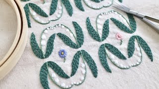 （SUB)【無料図案】すずらんの刺繍＃すずらん＃embroidery#lillyofthevalley