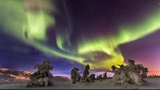 Northern Lights Aurora Borealis in Lapland Finland time-lapse: Rovaniemi Levi Saariselkä Ylläs