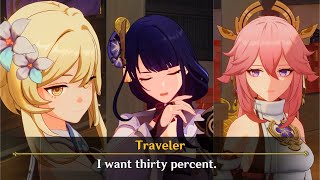 Traveler tries Bargaining against Yae \u0026 Raiden.. | 5.4 Mikawa Festival Cutscene