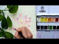 【dee水彩】6分钟教新手画一株荷花watercolor painting