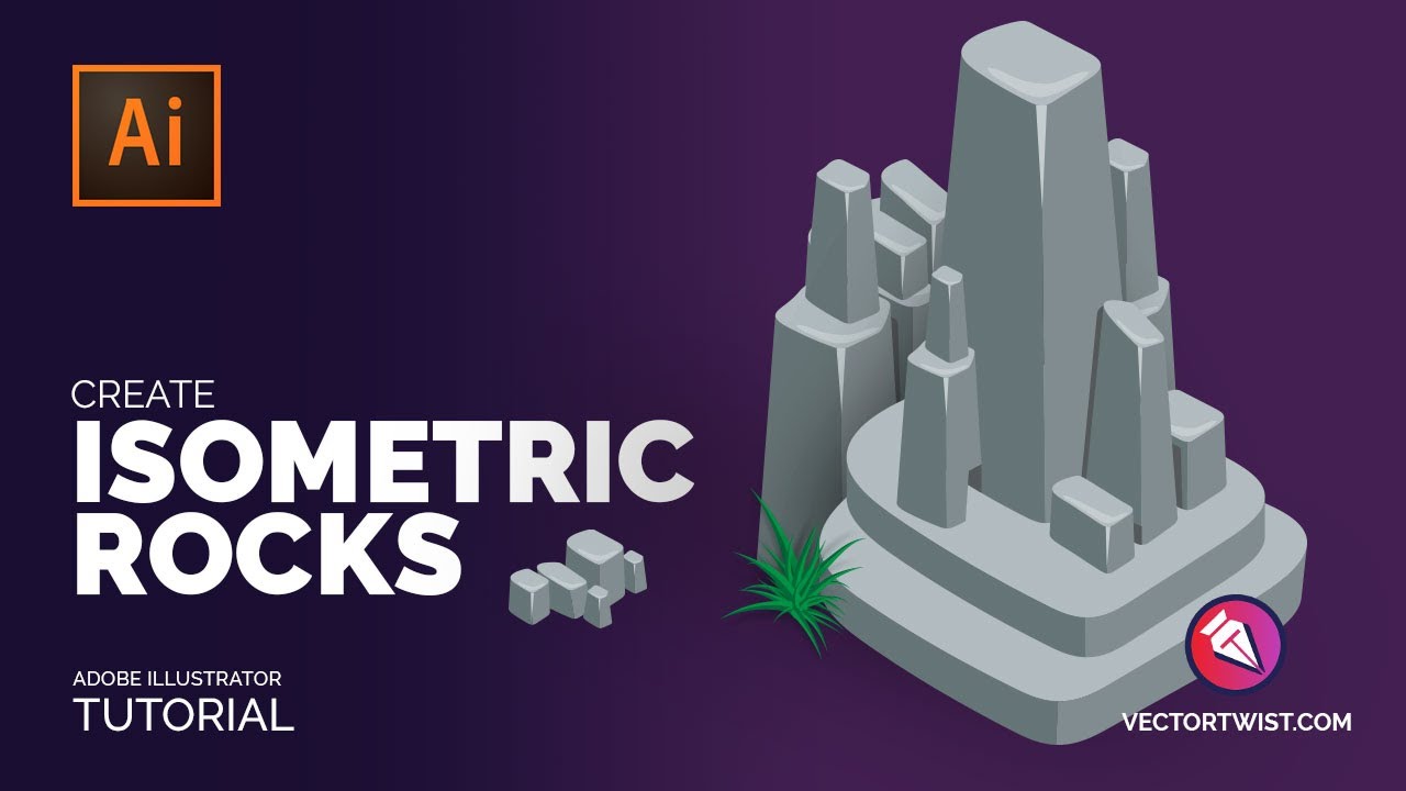 How To Create Isometric Vector Rocks In Illustrator Youtube