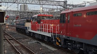 カオスな3重単！《OM出場無動回送(いずれも全検)》国鉄EF65-2088[新]+ムドHD300-19[岡]+EH500-49[門](前照灯LED)が大宮駅⑤を出発！(単8282列車・新鶴A991B)