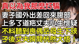 “真以為我那麼好騙”，妻子國外出差回來腹部上多了到疤丈夫心生懷疑，不料聽到喪偶岳母生下孩子後丈夫瞬間恍然大悟！｜情感｜男閨蜜｜妻子出軌｜沉香醉夢