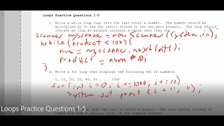 JAVA - Lesson #62 - Loops Practice Questions 1-5