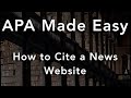 APA 7th Edition - How to Cite A News Website