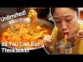 All You Can Eat Unlimited Tteokbokki Buffet in Korea Dookki Vegetarian food Rice cake