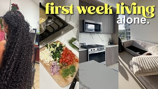 FIRST WEEK LIVING ALONE IN MY NEW APARTMENT | ORGANIZING, GROCERY SHOPPING, COOK