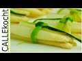 Frischer Spargel kochen und als Bündchen binden und servieren - Super schön, lecker und praktisch