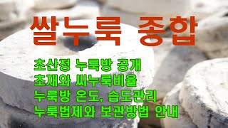 쌀누룩 종합편, 초산정 누룩방, 초재와 씨누룩비율, 온도 습도관리, 법제와 누룩보관방법