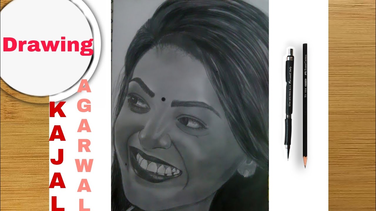 Kajal Agarwal Pencil Sketch | South Actress Drawing - YouTube