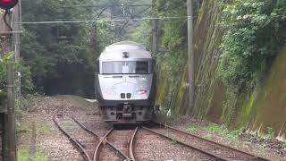 日豊本線の宗太郎駅を通過する787系特急にちりん