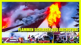 [Archivdoku] 🔥🔥 Flammen schlagen aus Dachstuhl 🚒 Feuerwehr Berglen und Winnenden beim Löschen