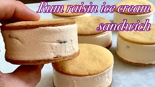 ラムレーズンアイスクリームクッキーサンドの作り方／How to make Rum raisin ice cream cookie sandwich.