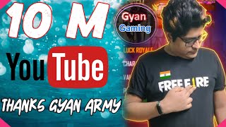 Gyan Gaming Hit 10 Milian Subscriber 🎉 // Raistar Solo Vs Squad Fastest player 🔥🔥🎉 #short