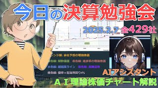 【決算勉強会】2/7の決算429社【ＡＩ理論株価チャート解説】