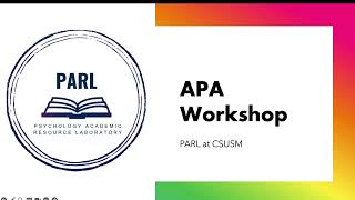 APA Workshop Part 1