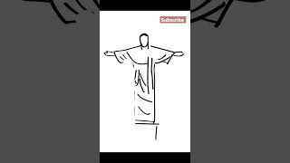 drawing statue of christ the redeemer  | free hand | line art | rio de janeiro #shorts